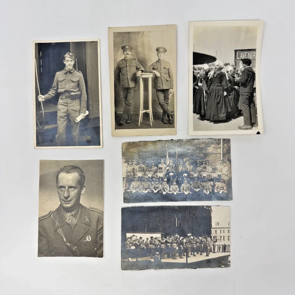 Lot of 6 Vintage WWI Military Real Photo Postcards British Army Portraits